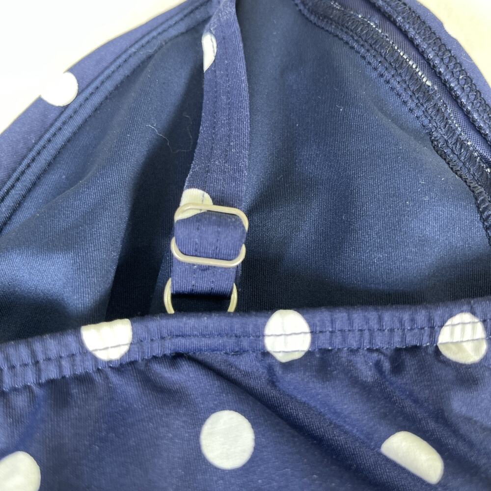 Lands End Tankini Top Navy & White Polka Dot Underwire Bra Adjust. Straps Sz. 16 - Picture 9 of 10